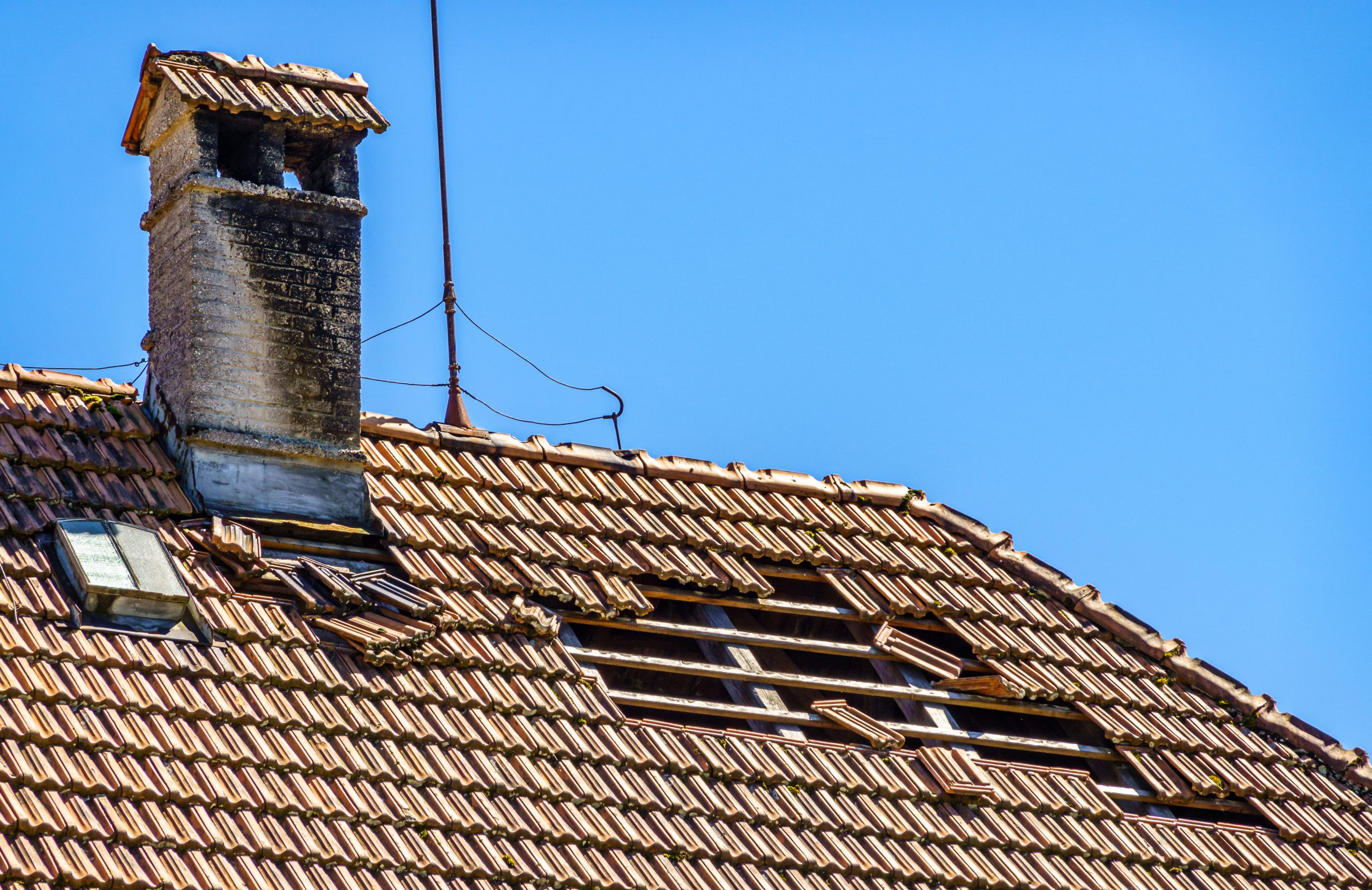 old chimney at a roof